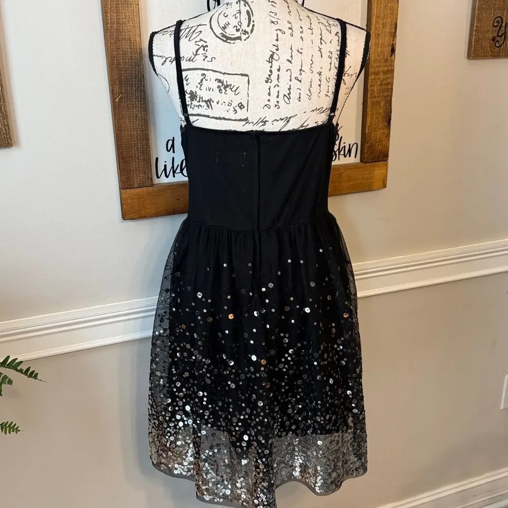 Emerald Sundae Black and Silver Sequin Mini Dress